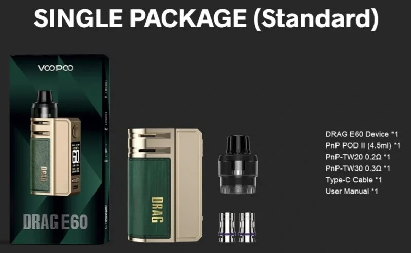 Product in Box Voopoo Drag E60 Pod System